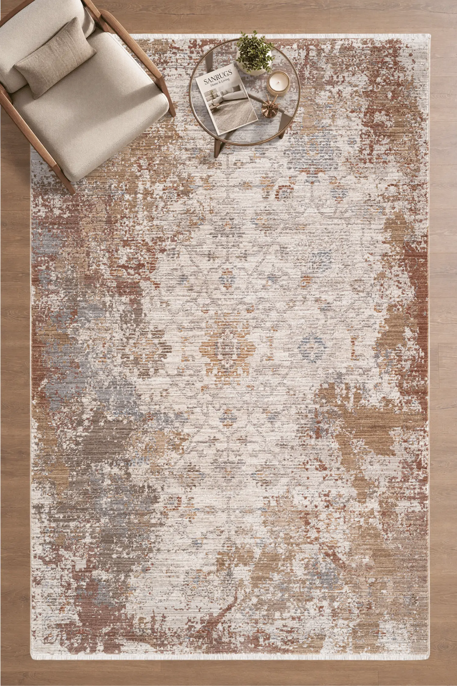 RETRO Vintage Salon Halısı, Renkli ve Eskitme Halı, Dokuma Halı, Oturma Odası, Mutfak, Kilim - Multi (2)